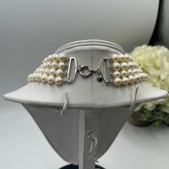 J. Crew Vintage Four MultiStrand Hand Knotted Off White Pearl Layering Necklace - Picture 3 of 10